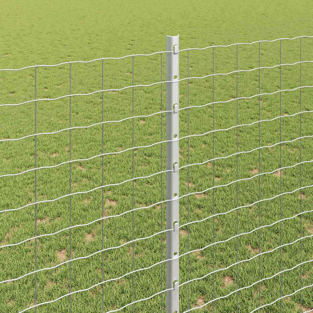Beágyazott kerítésoszlop 22 db Ezüst 200 cm Porszórt acél