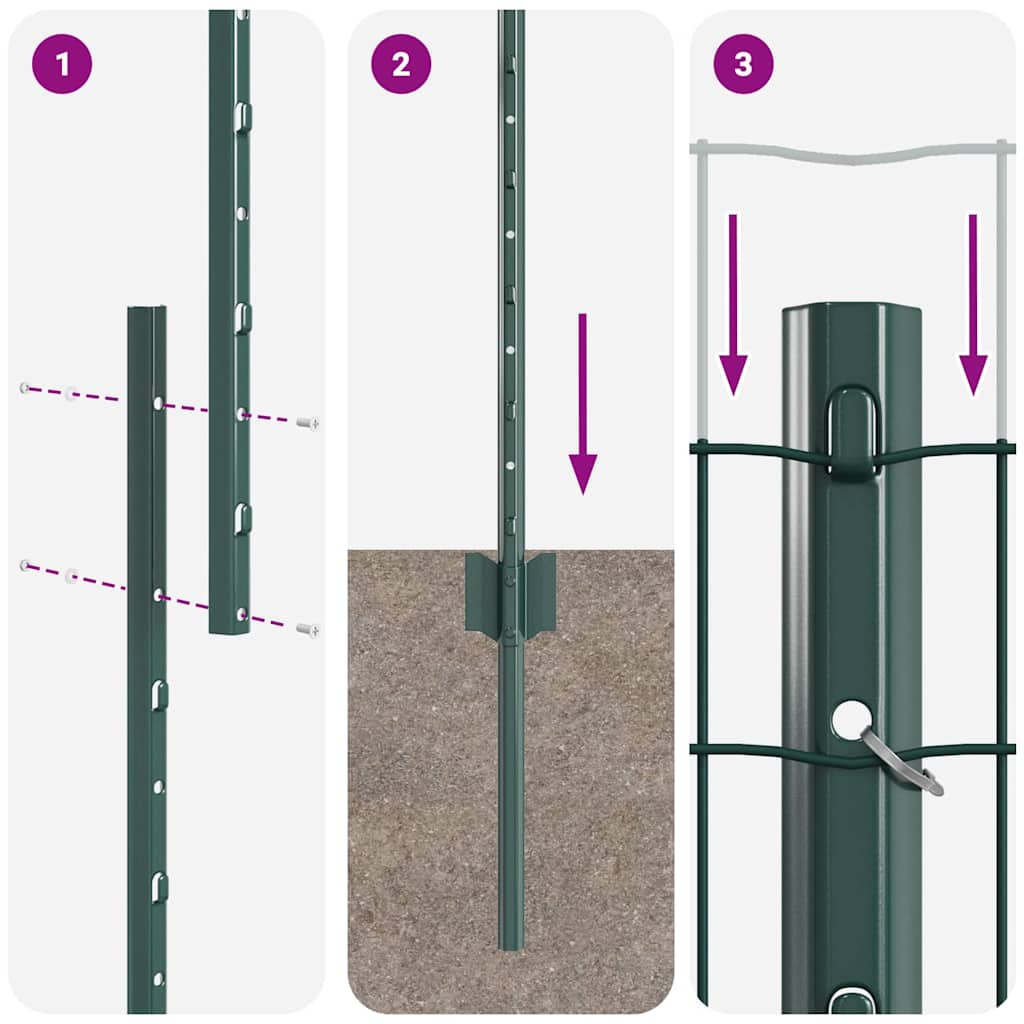 Európai kerítés oszloppal 10 x 1,2 m PVC-bevonatos acél Zöld