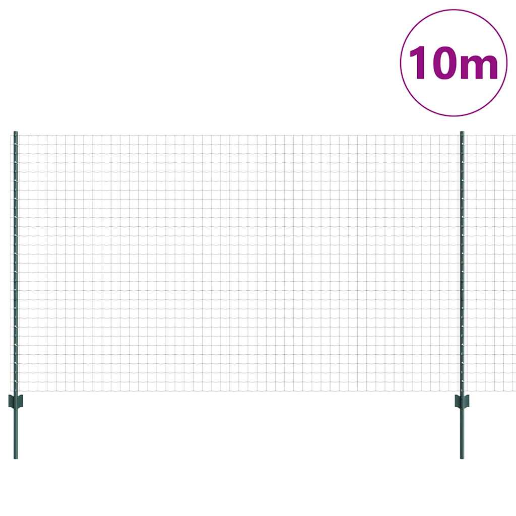 Európai kerítés oszloppal 10 x 1,4 m PVC-bevonatos acél Zöld