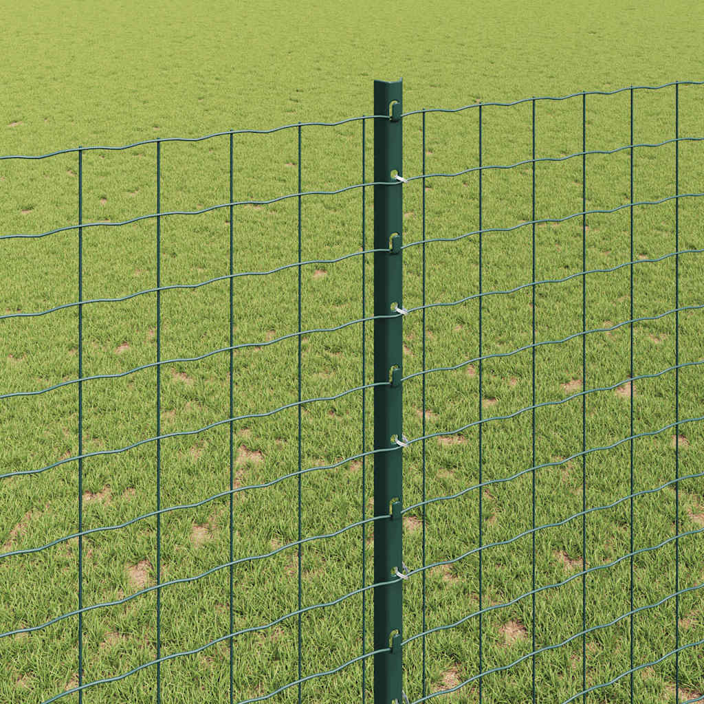 Európai kerítés oszloppal 10 x 1,6 m PVC-bevonatos acél Zöld