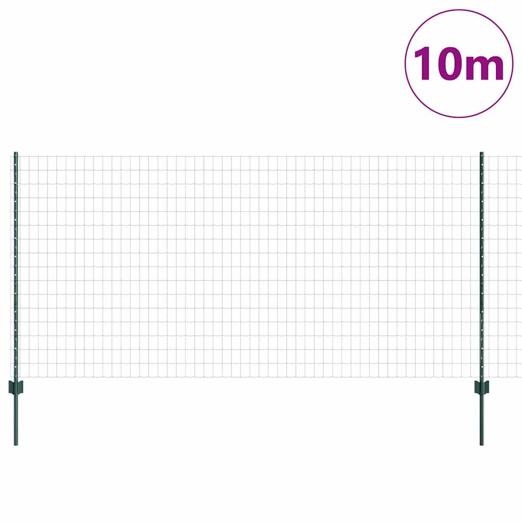 Európai kerítés oszloppal 10 x 1,2 m PVC-bevonatos acél Zöld