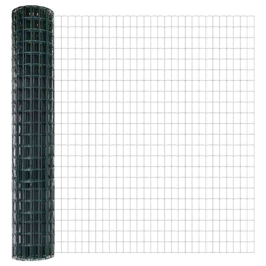 Európai kerítés oszloppal 10 x 1,6 m PVC-bevonatos acél Zöld