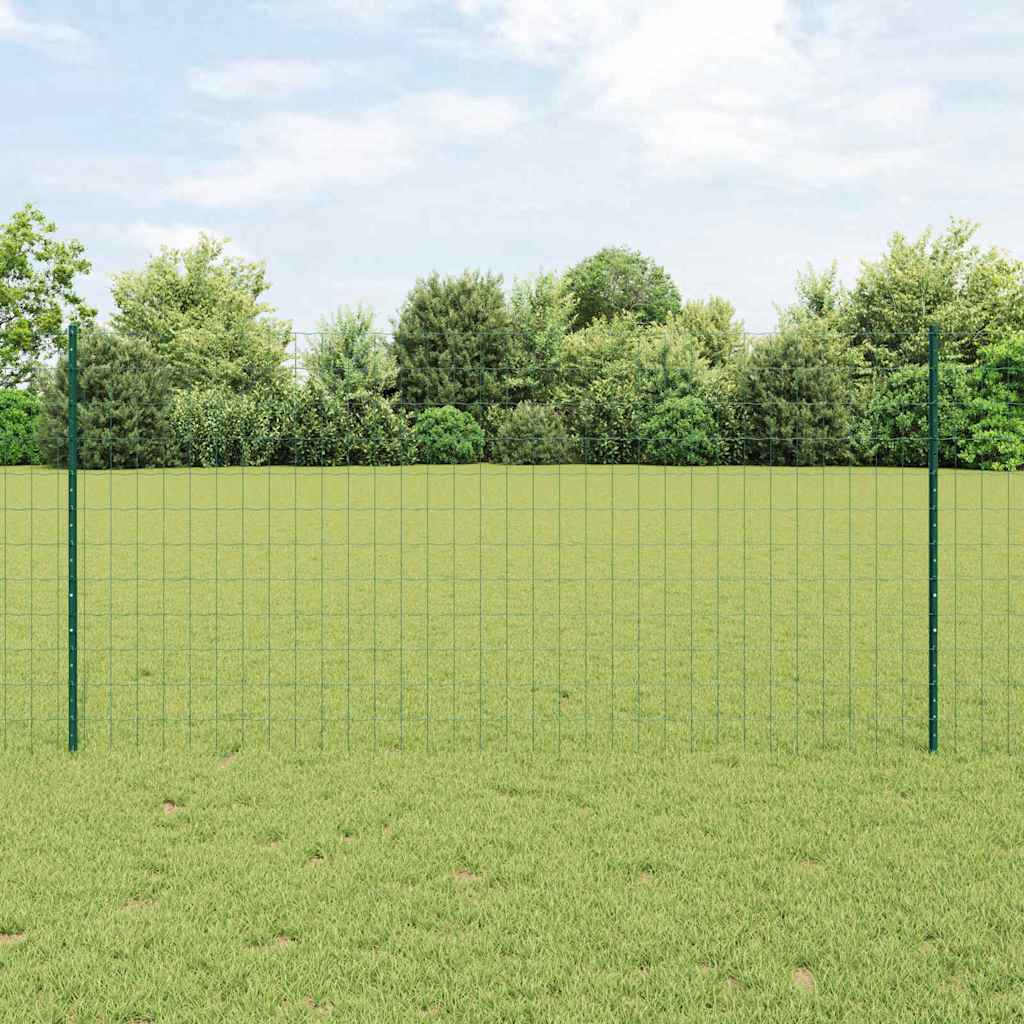 Európai kerítés oszloppal 10 x 1,2 m PVC-bevonatos acél Zöld