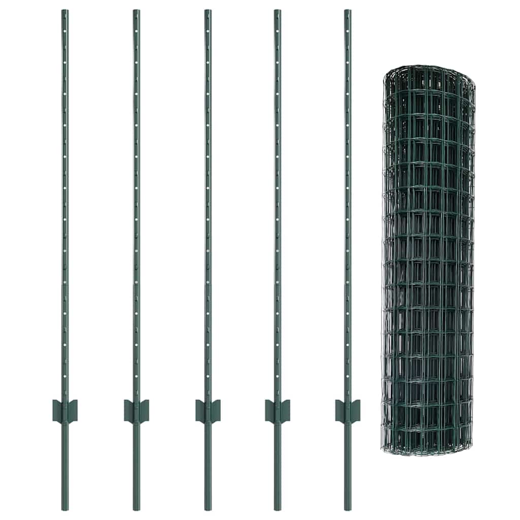 Európai kerítés oszloppal 10 x 1,2 m PVC-bevonatos acél Zöld