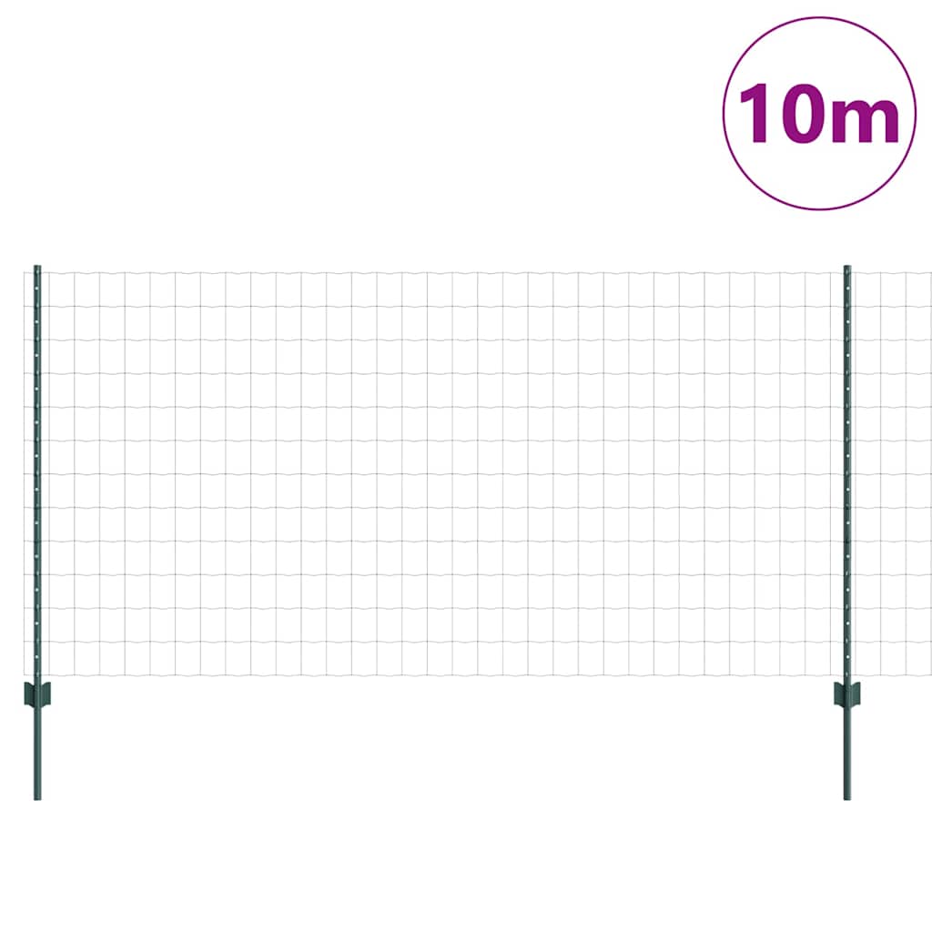 Európai kerítés oszloppal 10 x 1,2 m PVC-bevonatos acél Zöld