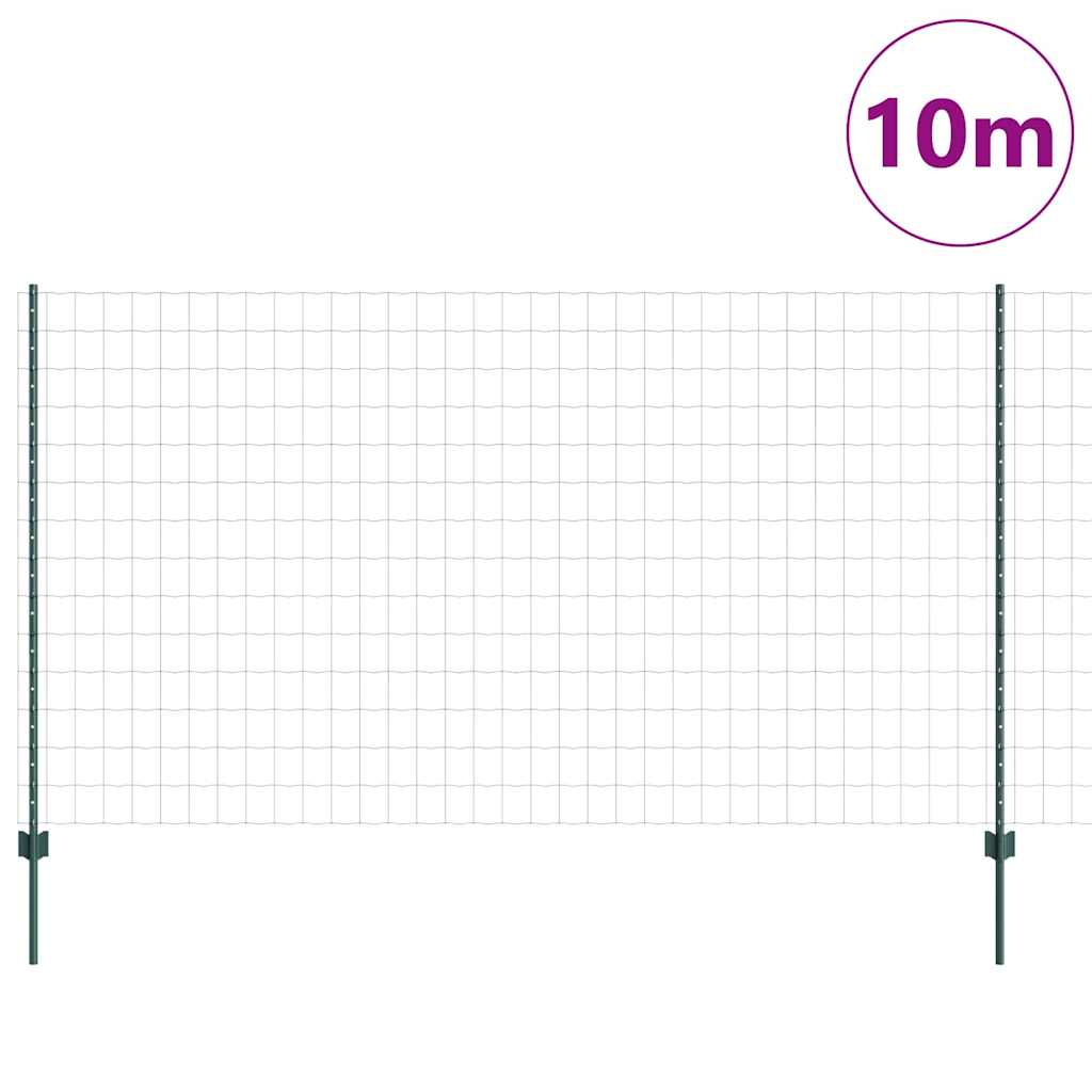 Európai kerítés oszloppal 10 x 1,4 m PVC-bevonatos acél Zöld