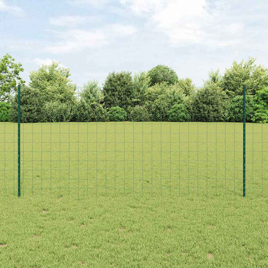 Európai kerítés oszloppal 10 x 1,2 m PVC-bevonatos acél Zöld