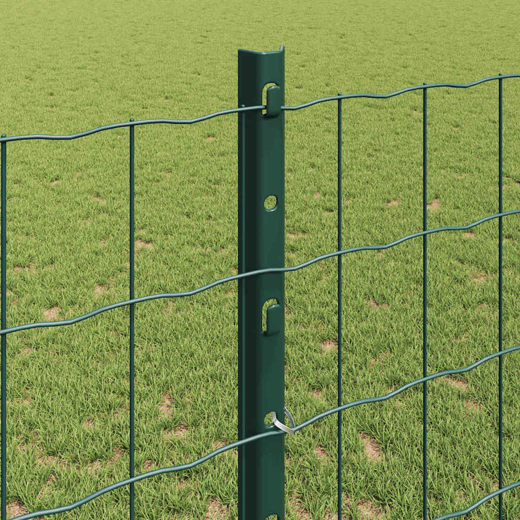 Európai kerítés oszloppal 25 x 1,2 m PVC-bevonatos acél Zöld