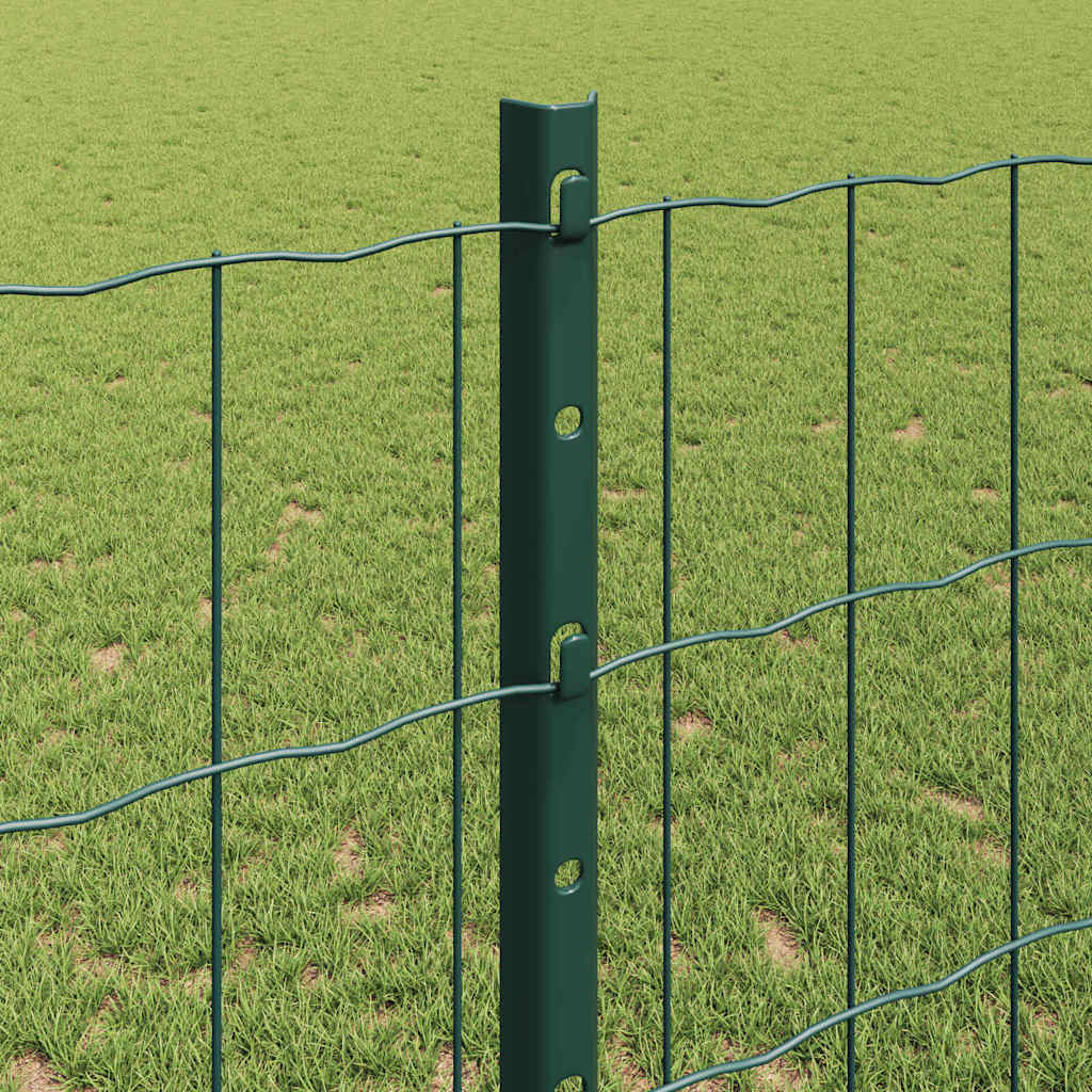 Európai kerítés oszloppal 25 x 1,2 m PVC-bevonatos acél Zöld