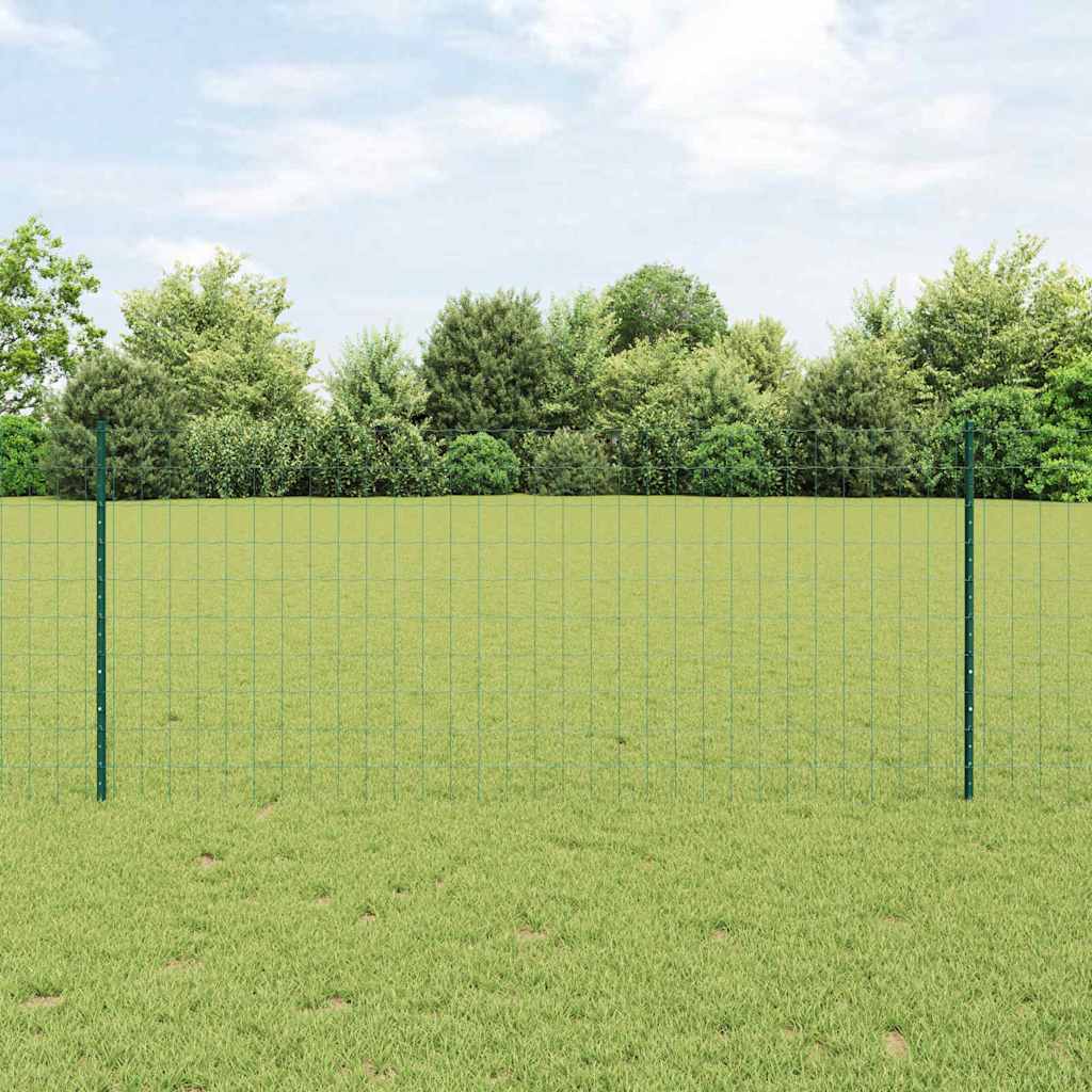 Európai kerítés oszloppal 25 x 1 m PVC-bevonatos acél Zöld Háló