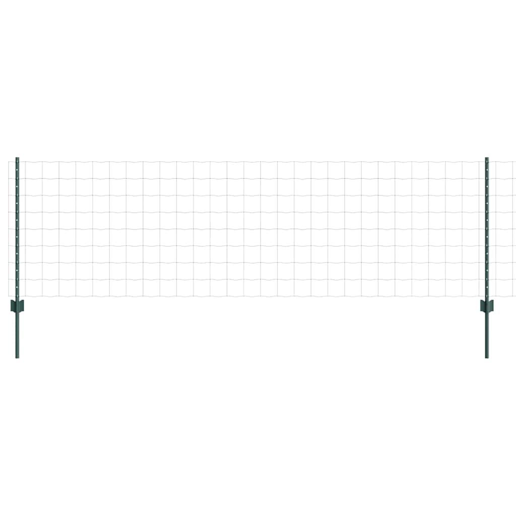 Európai kerítés oszloppal 25 x 0,8 m PVC-bevonatos acél Zöld