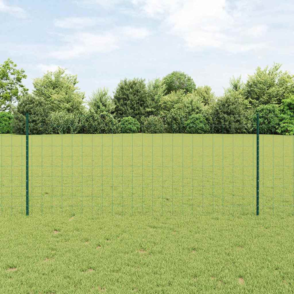 Európai kerítés oszloppal 25 x 1 m PVC-bevonatos acél Zöld Háló