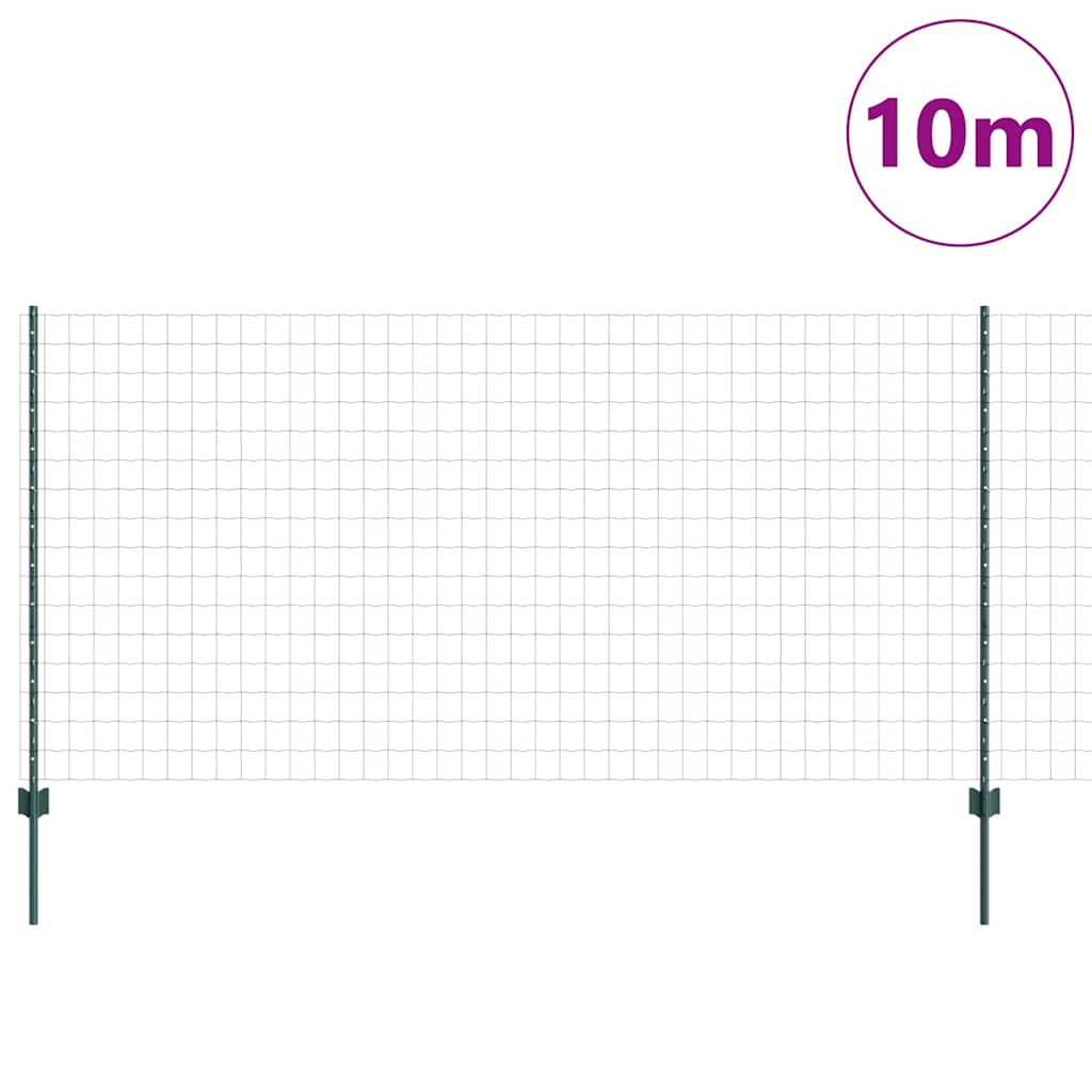 Európai kerítés oszloppal 10 x 1,2 m PVC-bevonatos acél Zöld