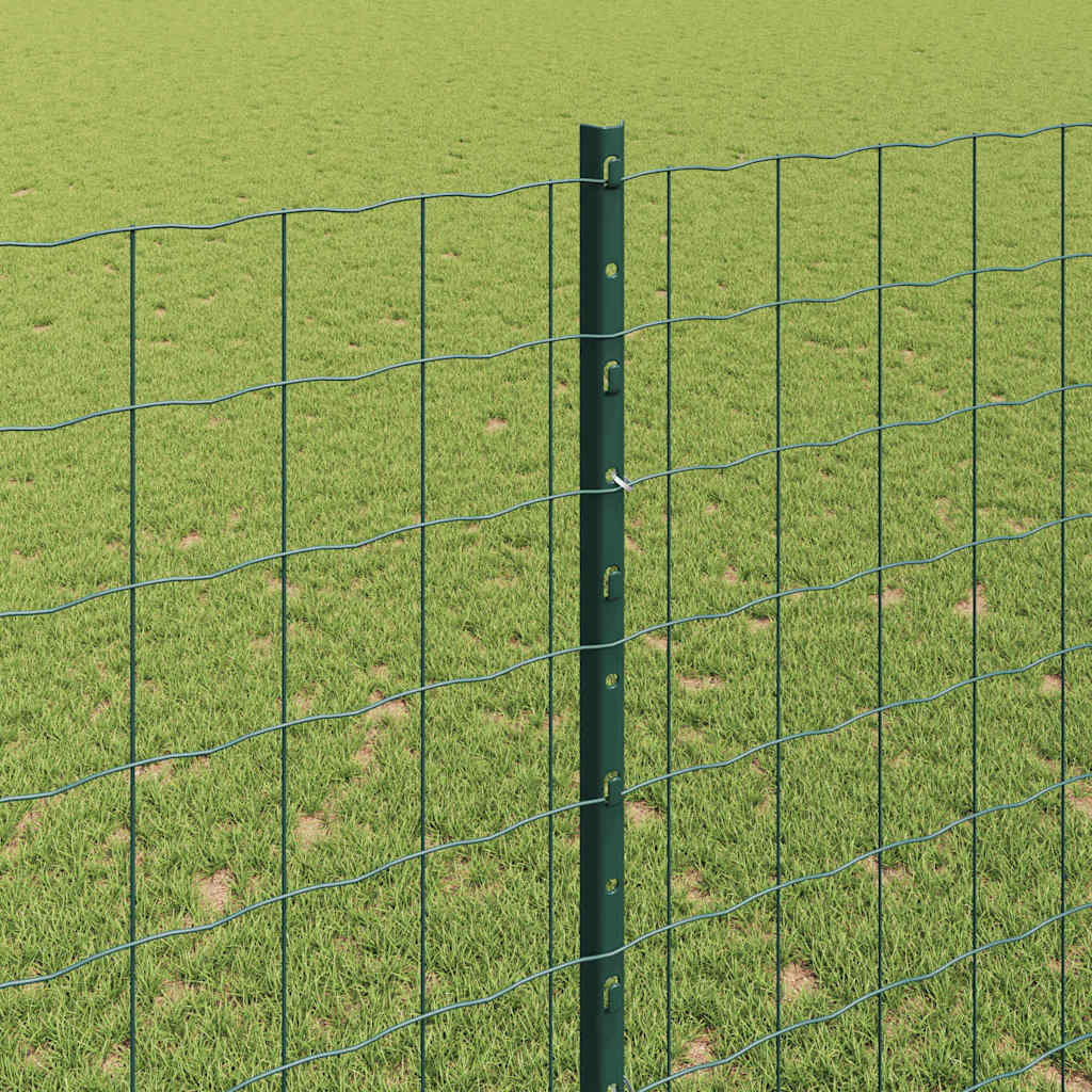 Európai kerítés oszloppal 10 x 1,5 m PVC-bevonatos acél Zöld