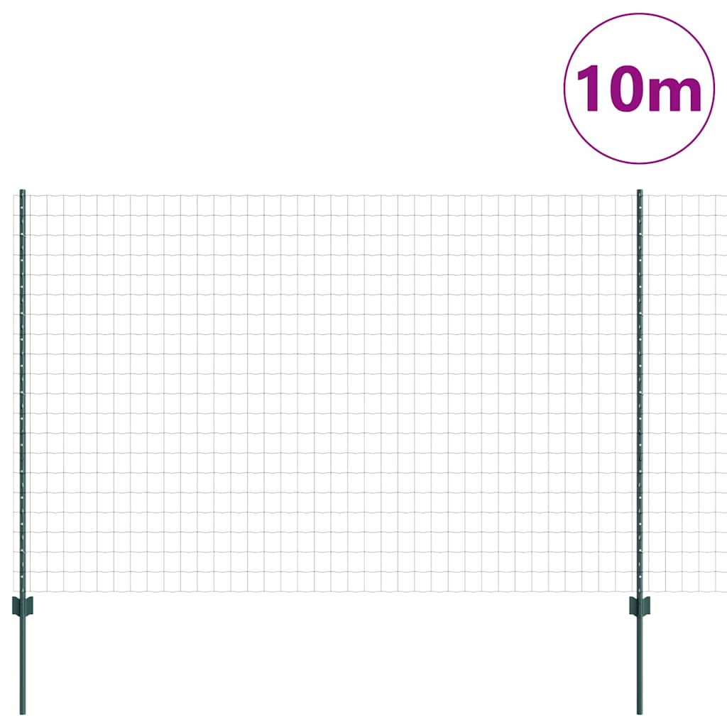 Európai kerítés oszloppal 10 x 1,6 m PVC-bevonatos acél Zöld
