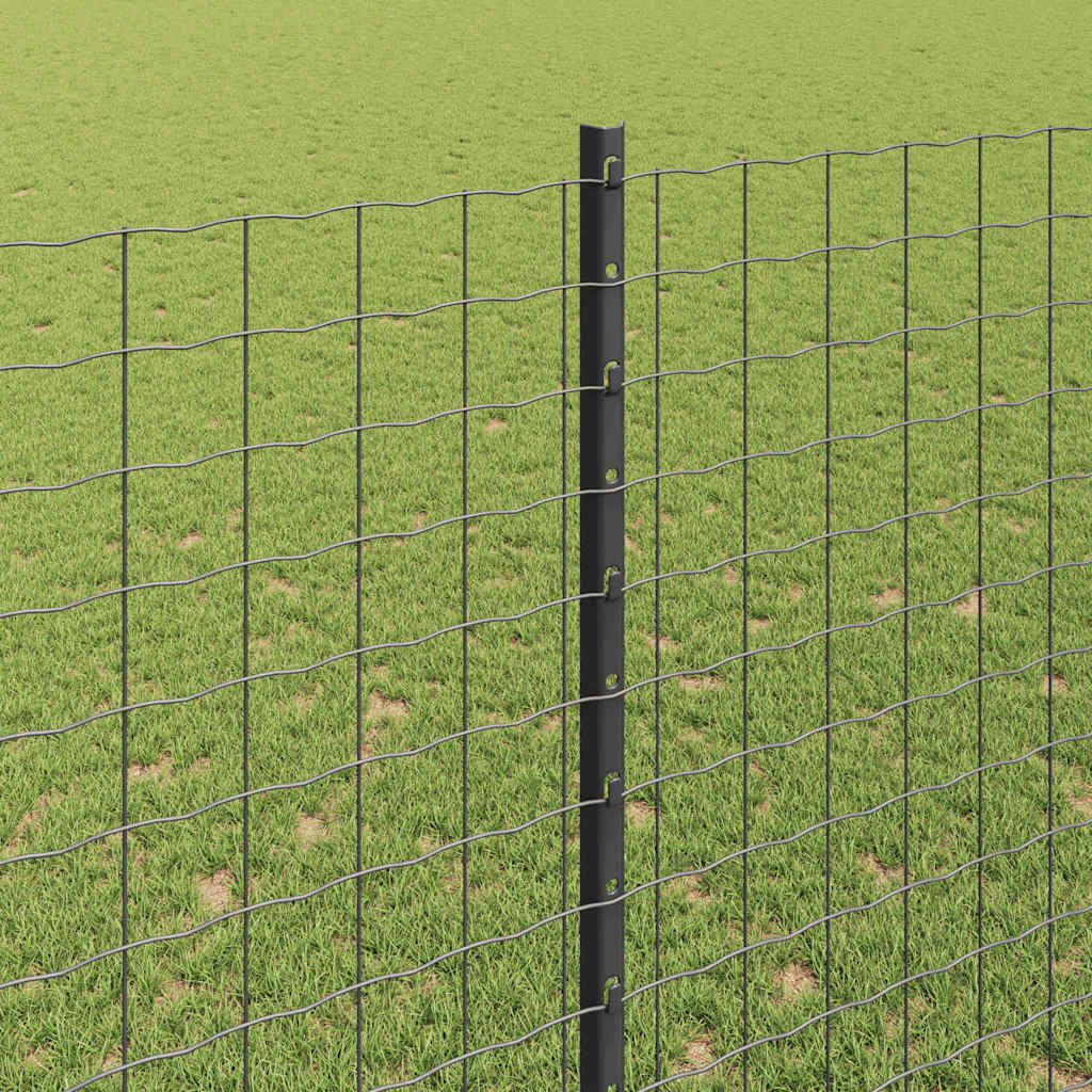 Európai kerítés oszloppal 10 x 1,6 m PVC-bevonatos acél Szürke