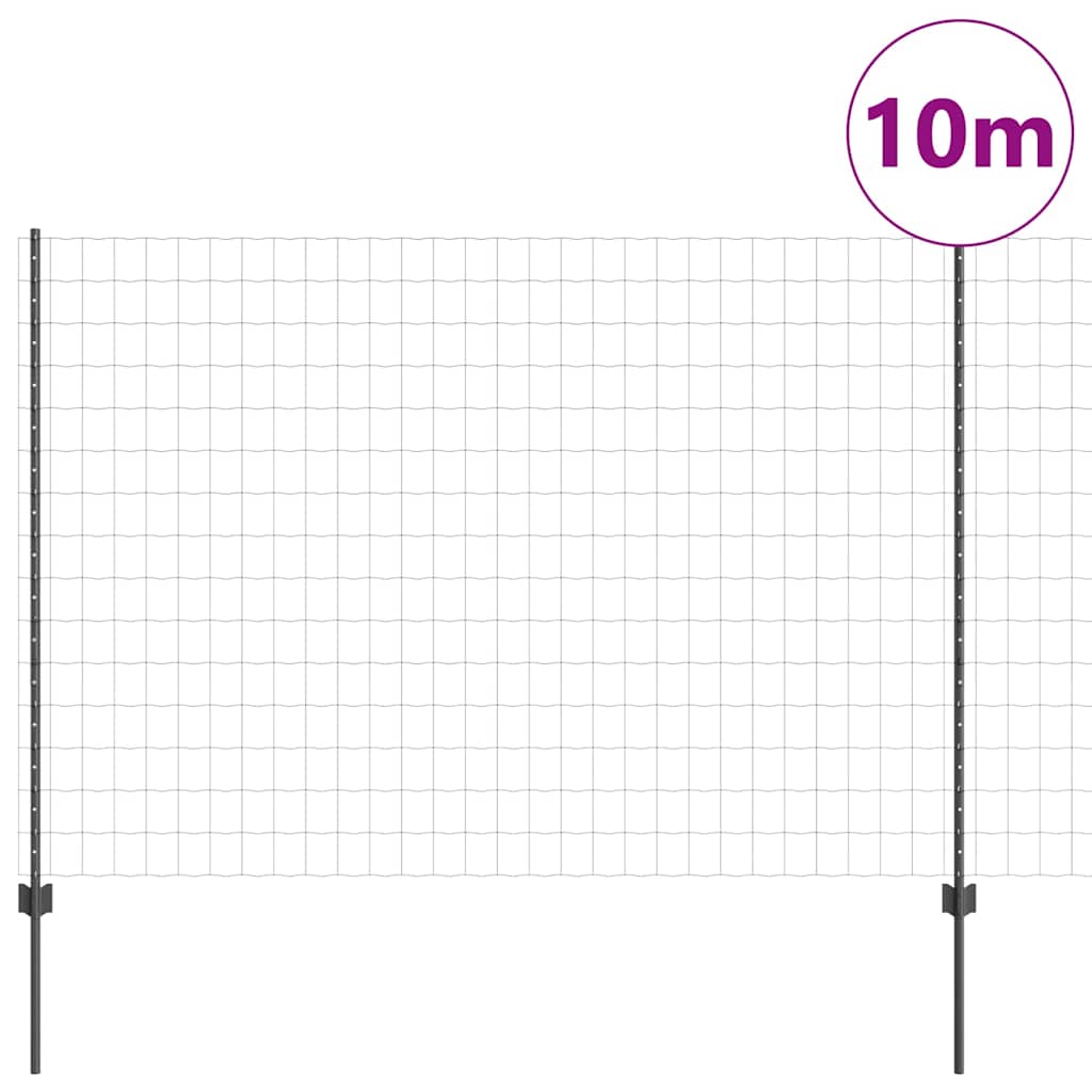 Európai kerítés oszloppal 10 x 1,5 m PVC-bevonatos acél Szürke