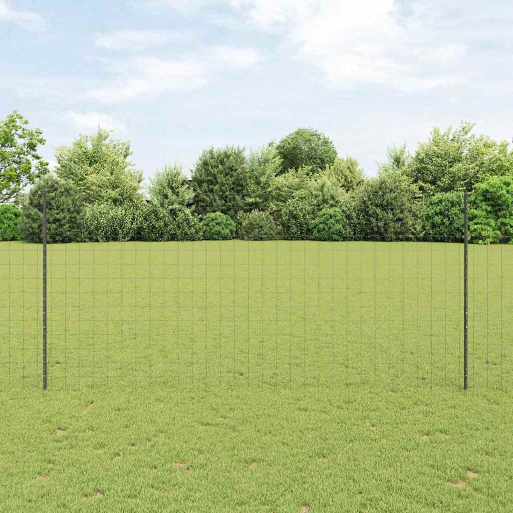 Európai kerítés oszloppal 10 x 1,4 m PVC-bevonatos acél Szürke