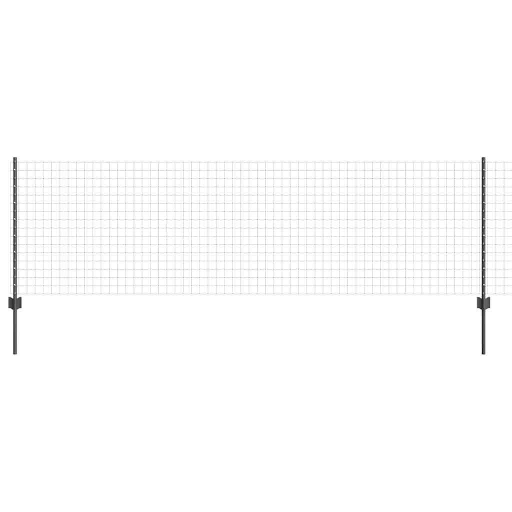 Európai kerítés oszloppal 25 x 0,8 m PVC-bevonatos acél Szürke