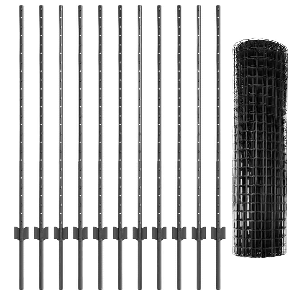 Európai kerítés oszloppal 25 x 1,2 m PVC-bevonatos acél Szürke