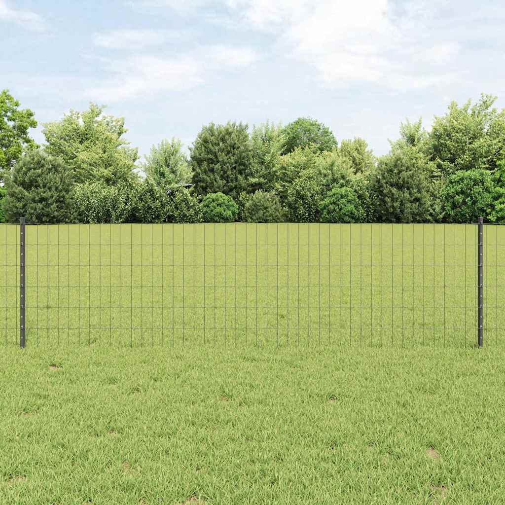Európai kerítés oszloppal 25 x 0,6 m PVC-bevonatos acél Szürke