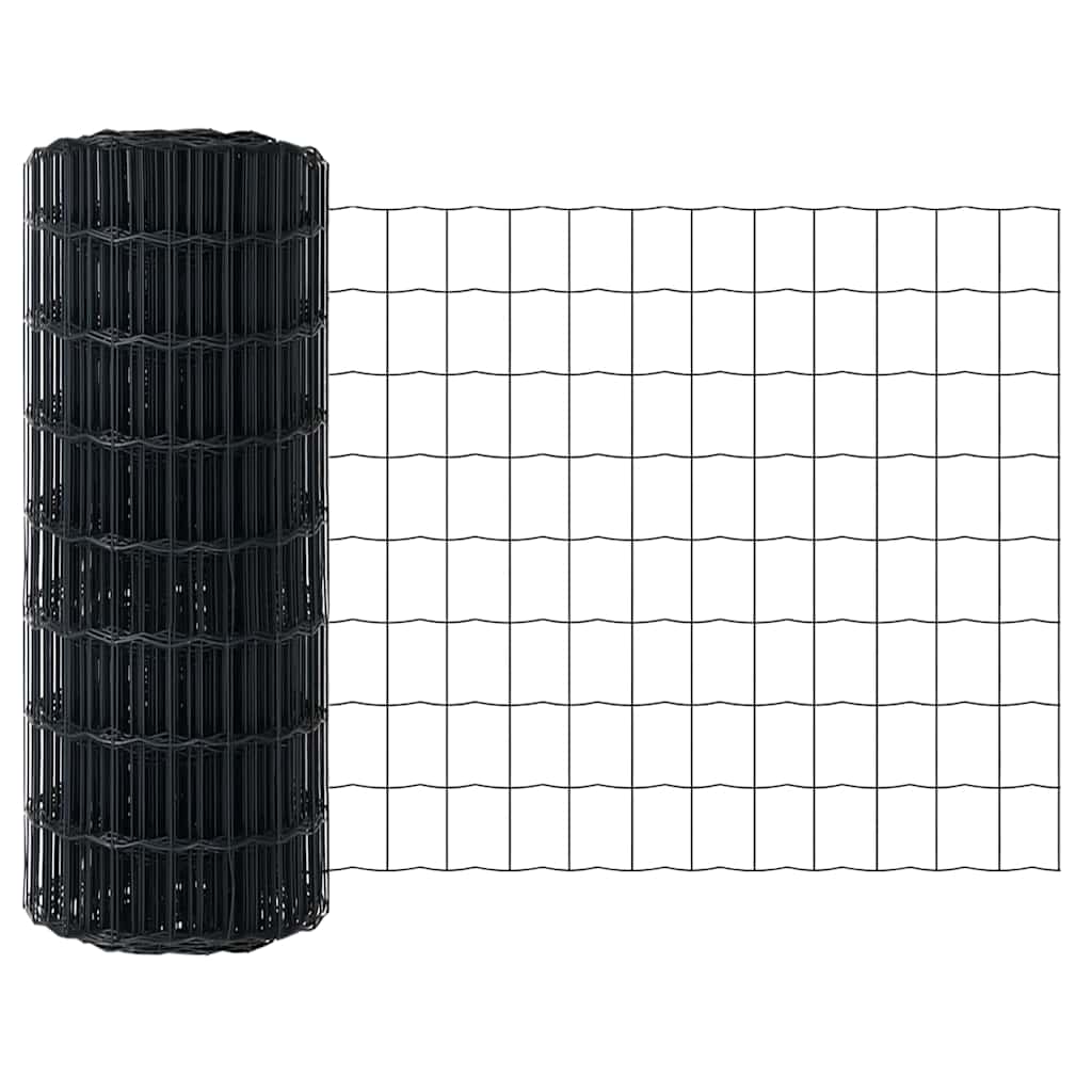 Európai kerítés oszloppal 25 x 0,6 m PVC-bevonatos acél Szürke