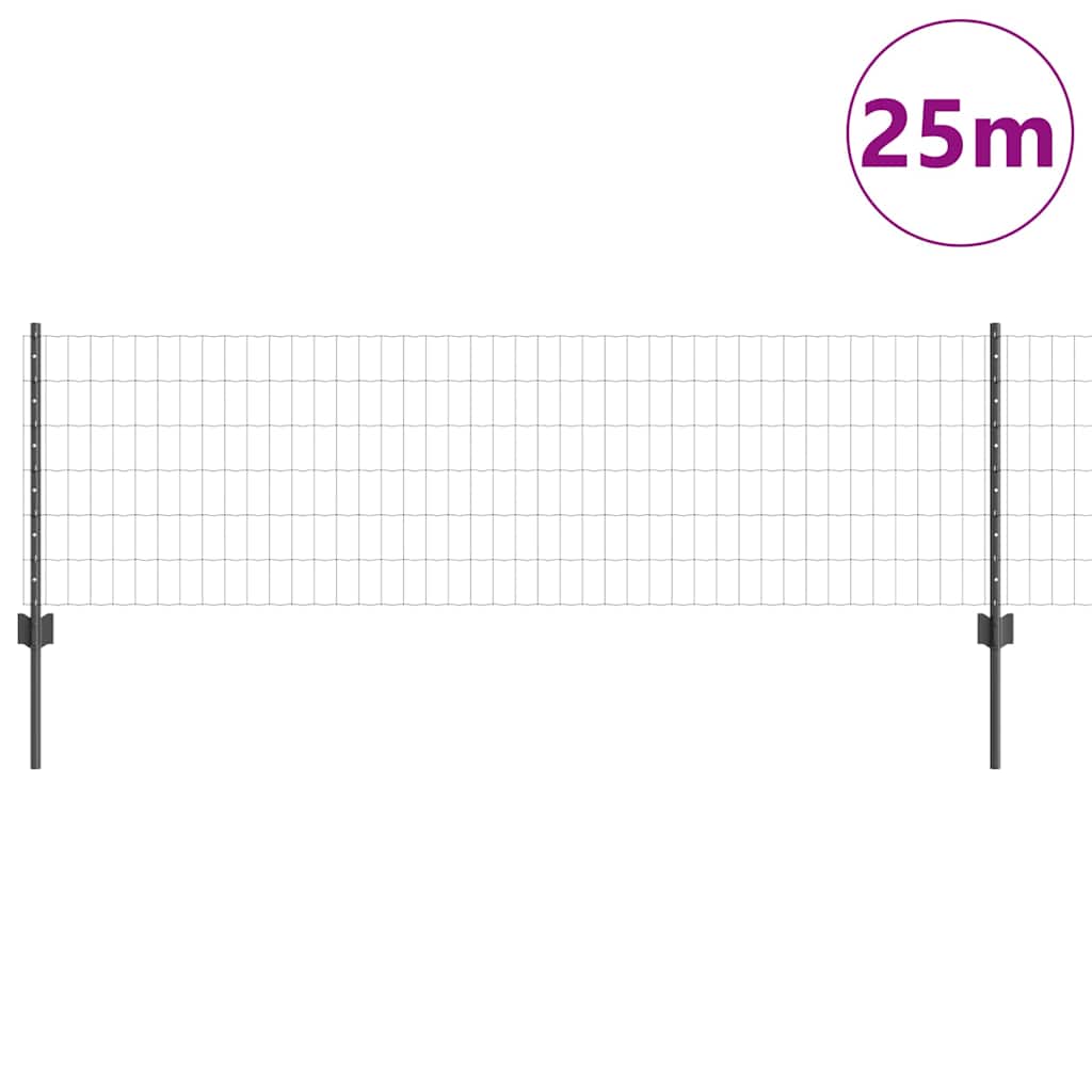 Európai kerítés oszloppal 25 x 0,6 m PVC-bevonatos acél Szürke