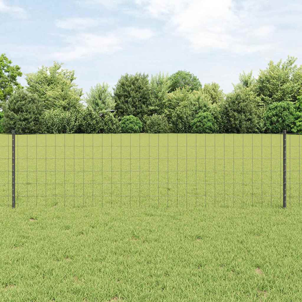 Európai kerítés oszloppal 25 x 0,6 m PVC-bevonatos acél Szürke