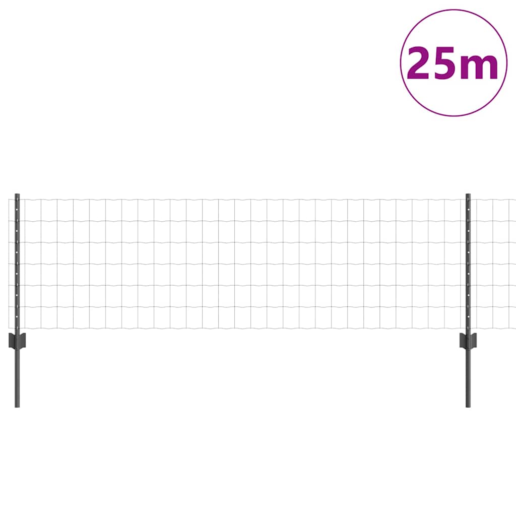 Európai kerítés oszloppal 25 x 0,6 m PVC-bevonatos acél Szürke