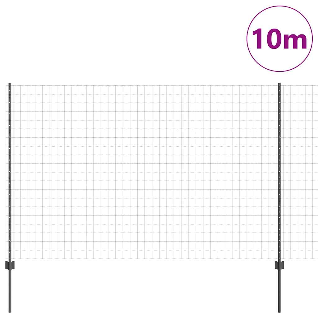 Európai kerítés oszloppal 10 x 1,6 m PVC-bevonatos acél Szürke