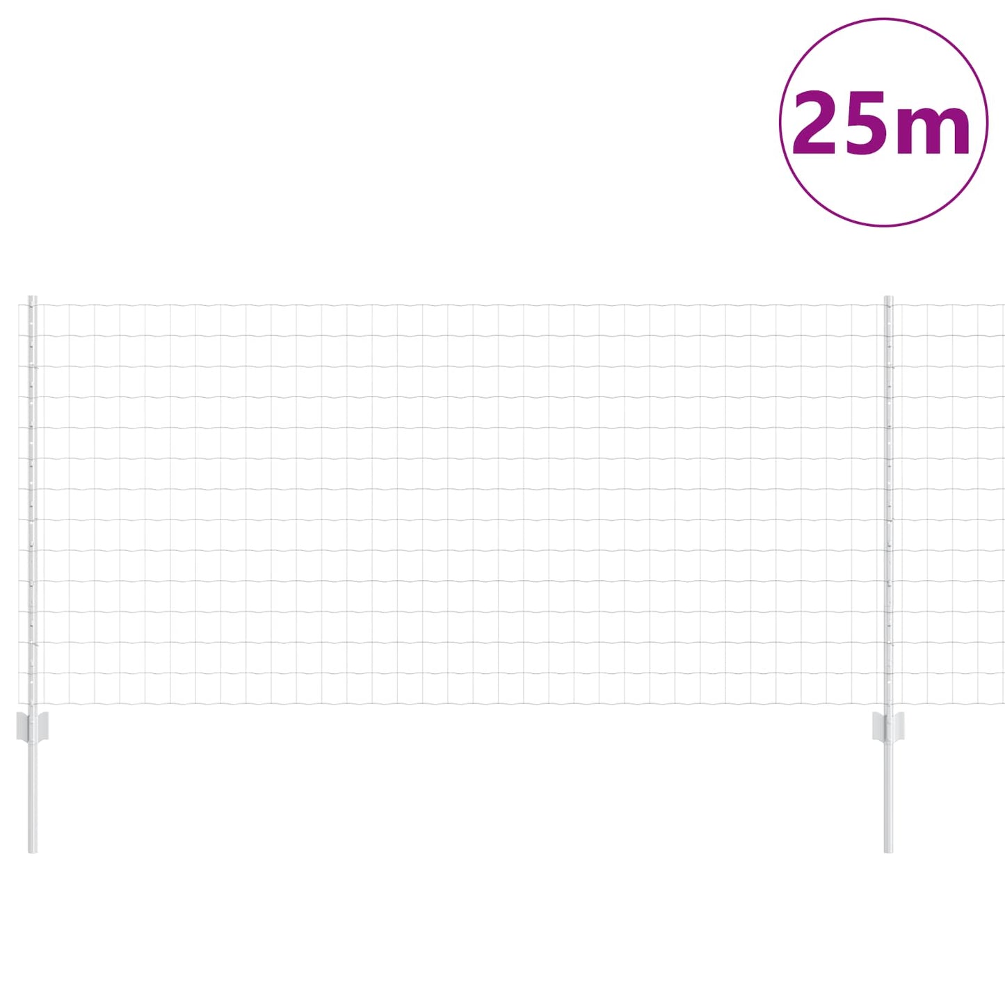 Európai kerítés oszloppal 25 x 1 m Horganyzott Acél Ezüst Háló
