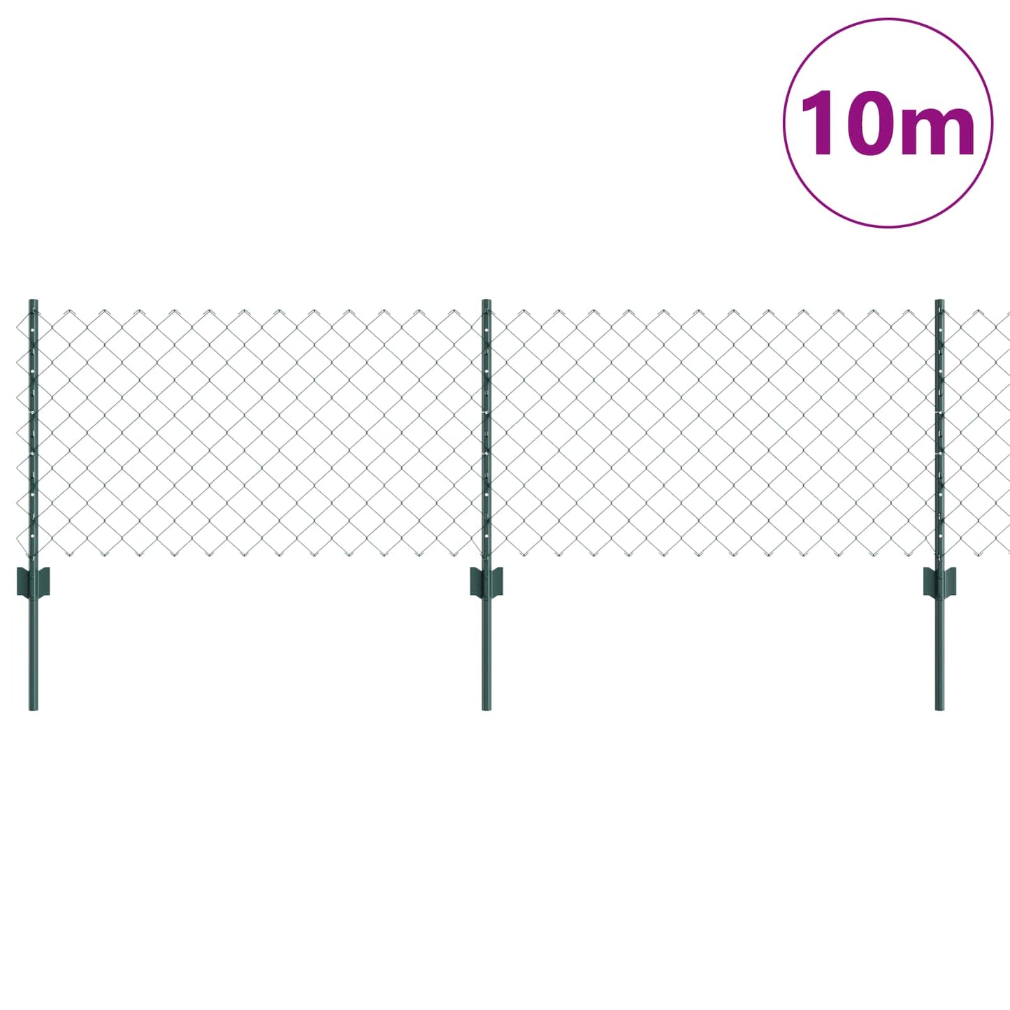 Lánccelpes kerítés oszloppal 10 x 0,6 m PVC-bevonatos acél Zöld