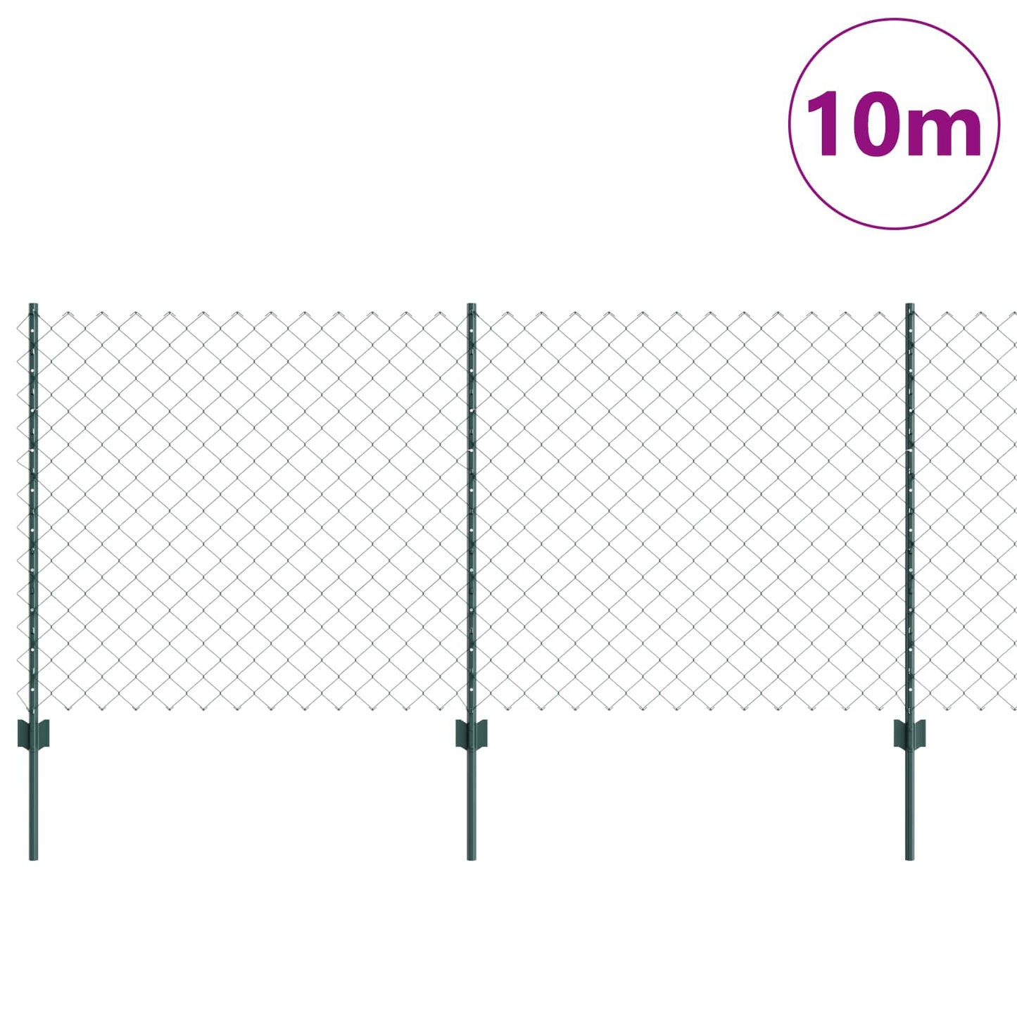 Lánccelpes kerítés oszloppal 10 x 1 m PVC-bevonatos acél Zöld