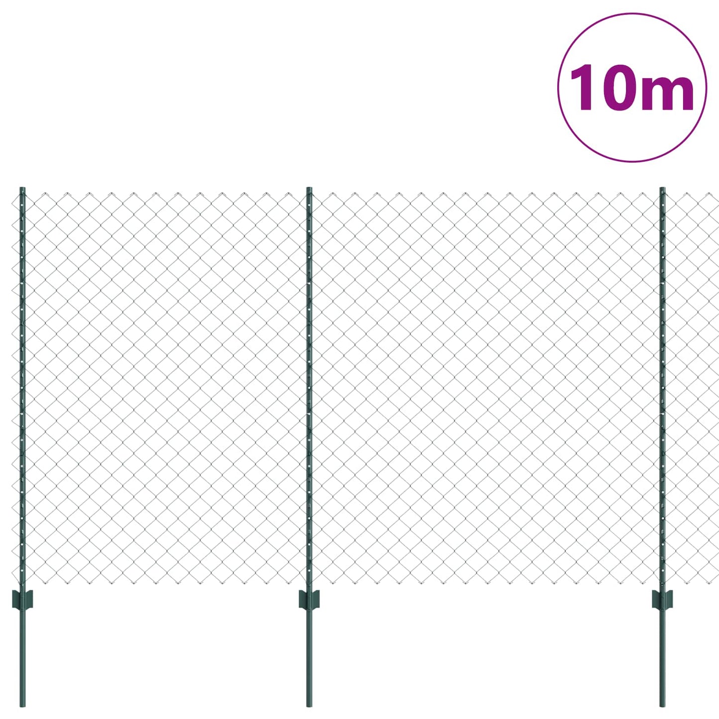 Lánccelpes kerítés oszloppal 10 x 1,5 m PVC-bevonatos acél Zöld