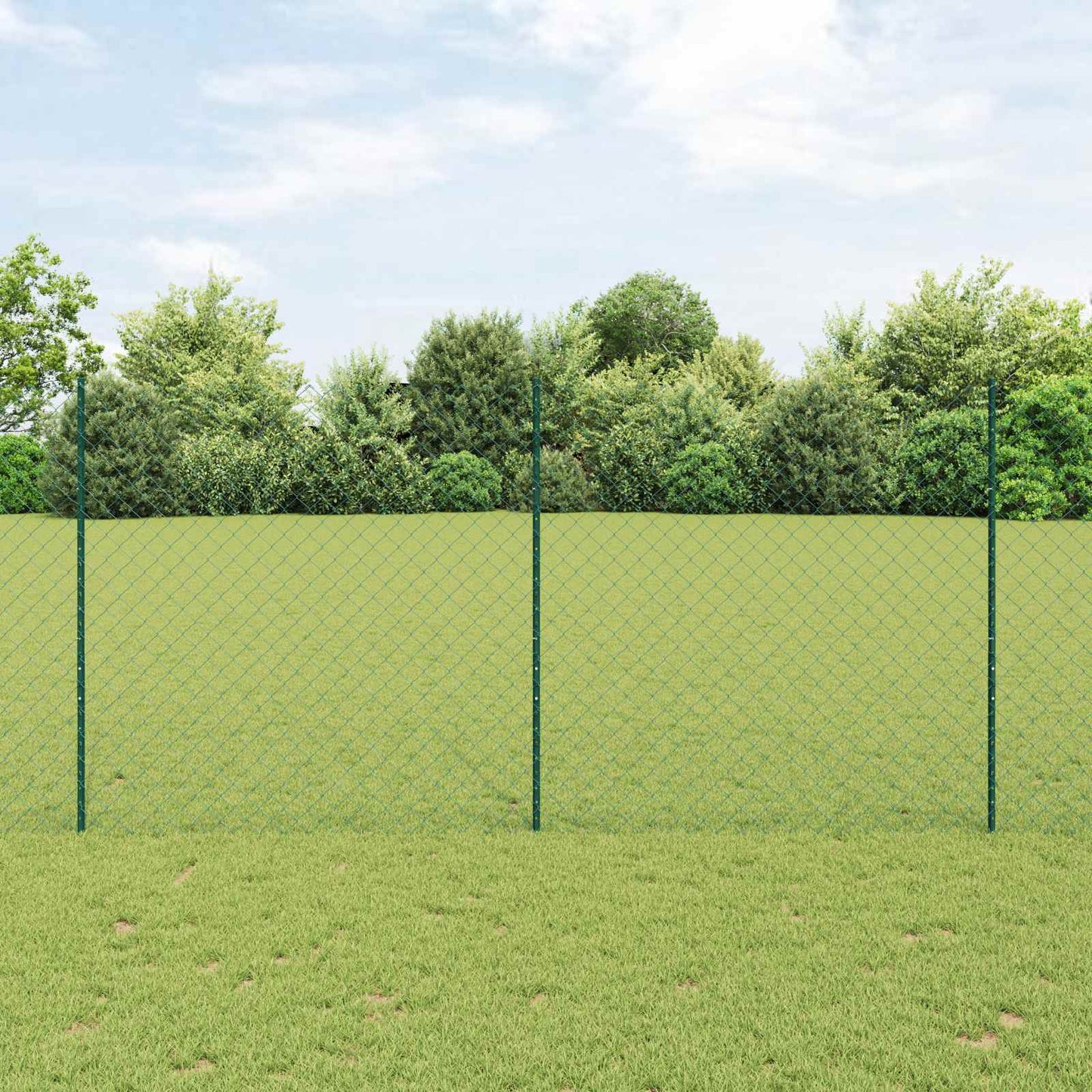 Lánccelpes kerítés oszloppal 10 x 1,6 m PVC-bevonatos acél Zöld