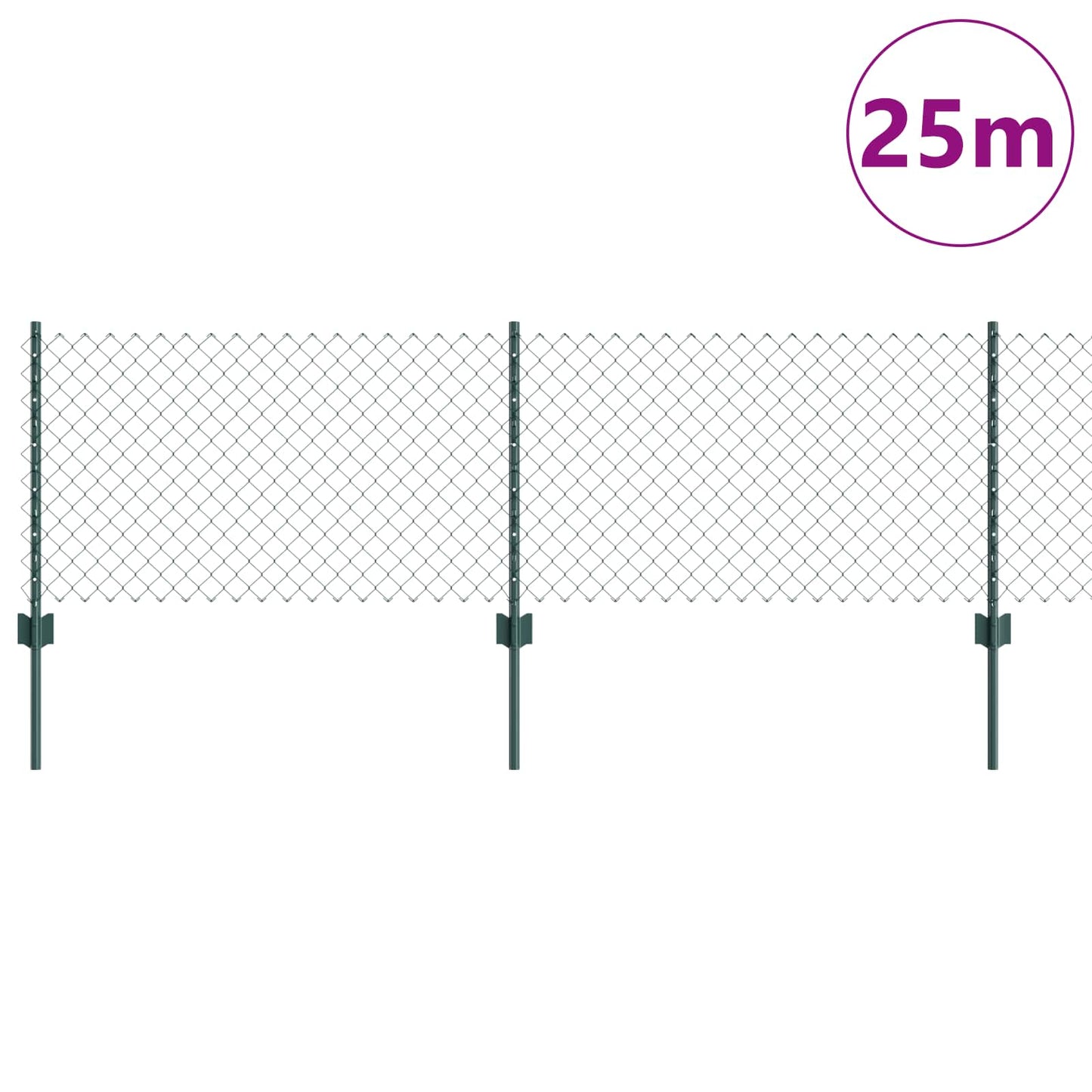 Lánccelpes kerítés oszloppal 25 x 0,6 m PVC-bevonatos acél Zöld