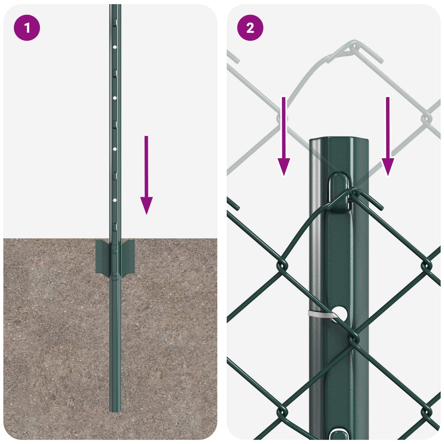 Lánccelpes kerítés oszloppal 25 x 0,8 m PVC-bevonatos acél Zöld