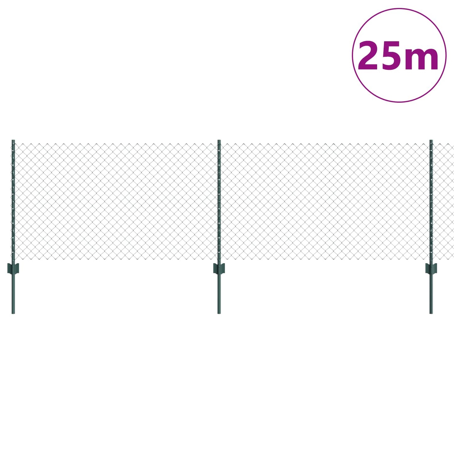 Lánccelpes kerítés oszloppal 25 x 0,8 m PVC-bevonatos acél Zöld