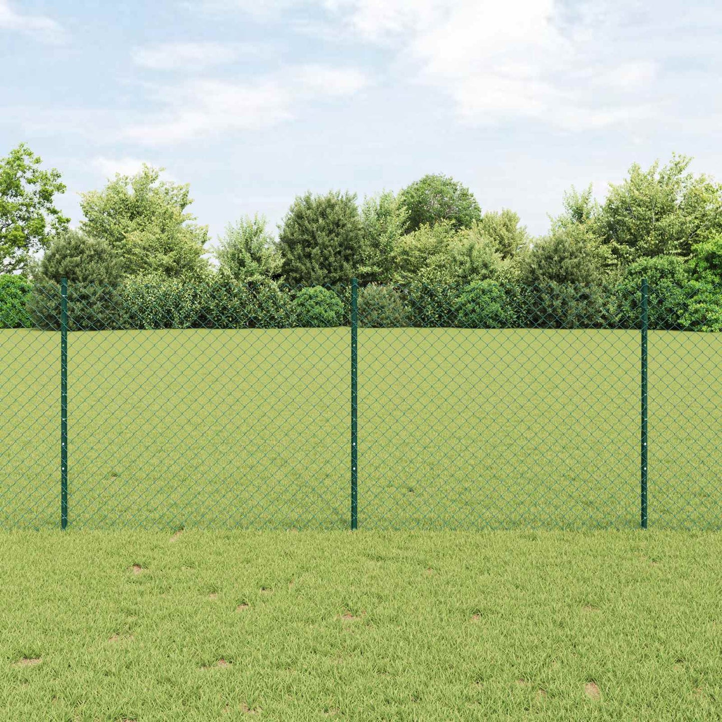 Lánccelpes kerítés oszloppal 25 x 1 m PVC-bevonatos acél Zöld