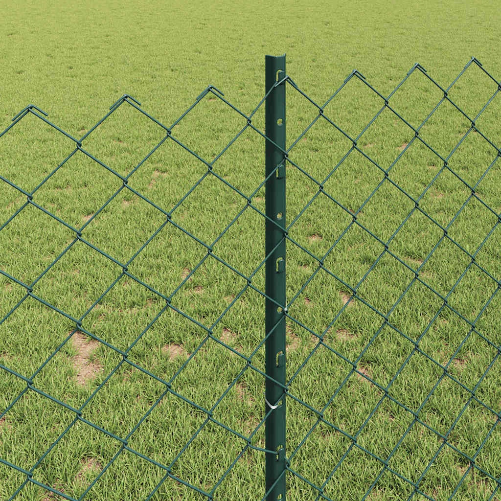 Lánccelpes kerítés oszloppal 25 x 1 m Horganyzott Acél Zöld