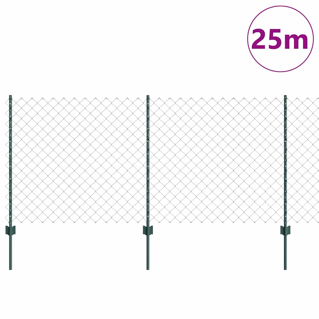 Lánccelpes kerítés oszloppal 25 x 1 m Horganyzott Acél Zöld