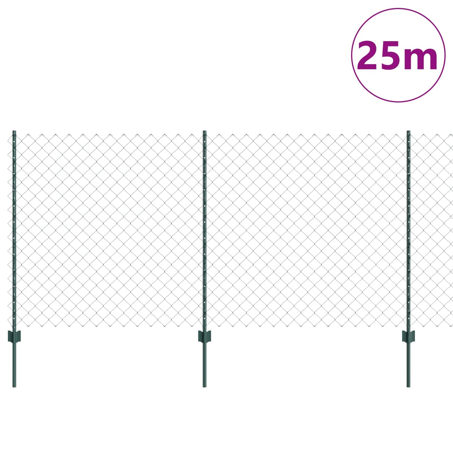 Lánccelpes kerítés oszloppal 25 x 1,2 m PVC-bevonatos acél Zöld