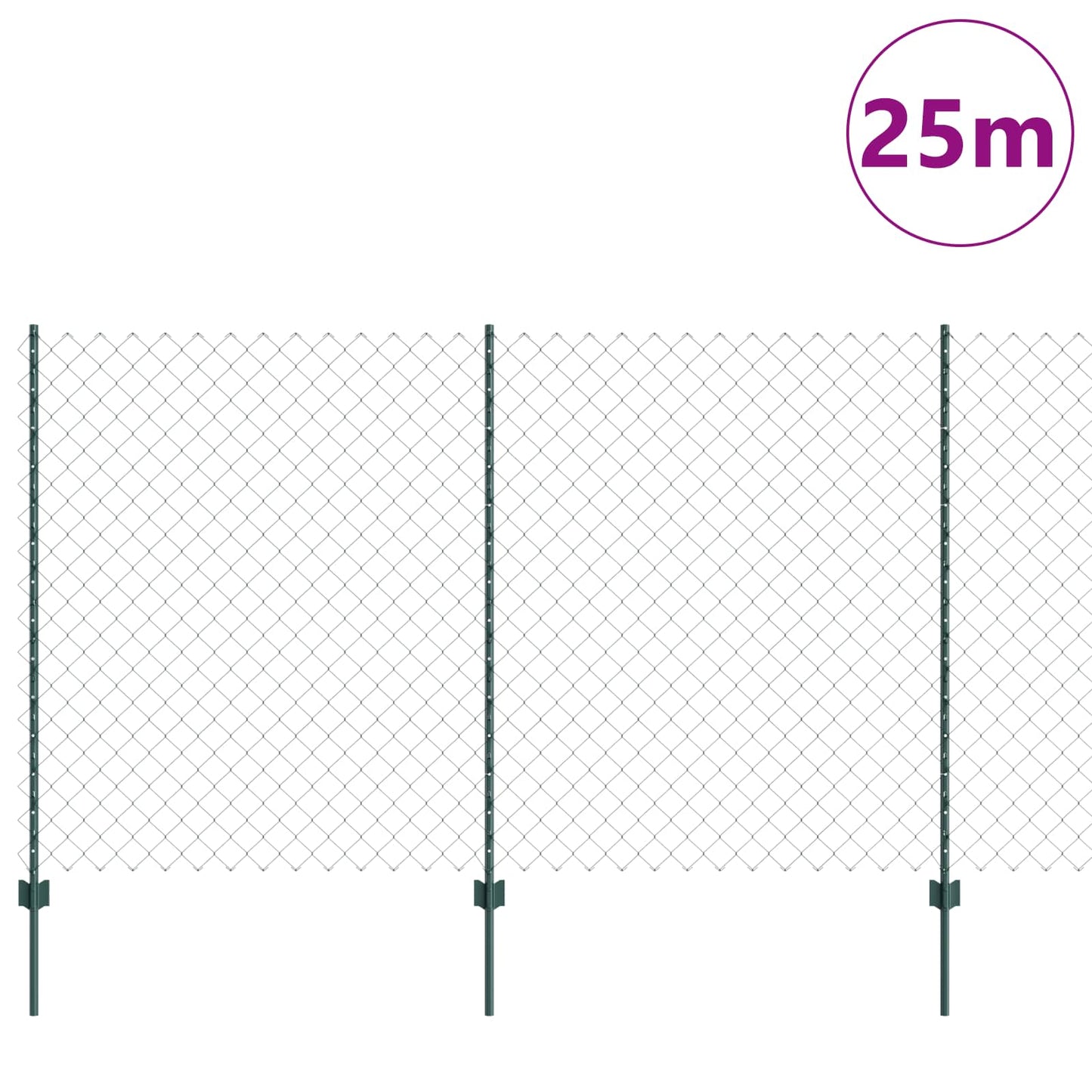 Lánccelpes kerítés oszloppal 25 x 1,4 m PVC-bevonatos acél Zöld