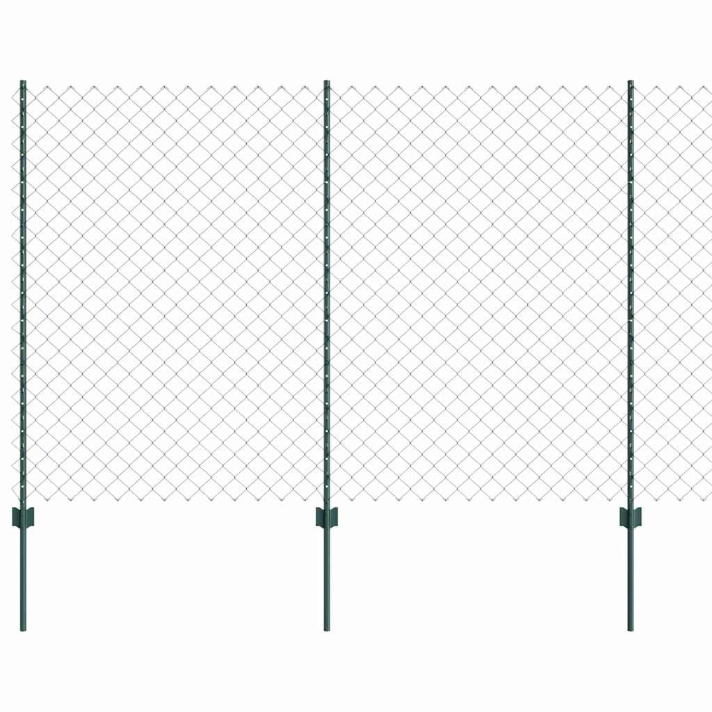 Lánccelpes kerítés oszloppal 25 x 1,5 m Horganyzott Acél Zöld