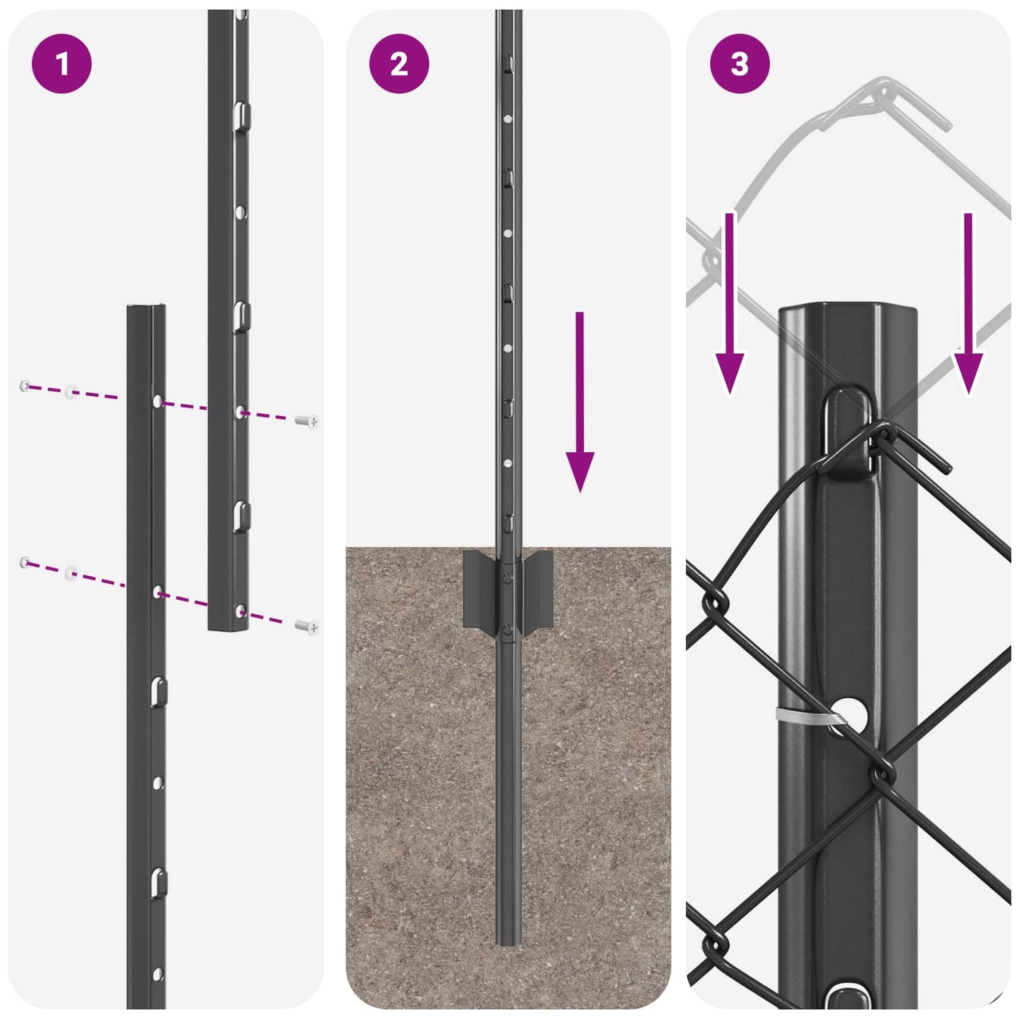 Lánccelpes kerítés oszloppal 10 x 1,5 m PVC-bevonatos acél Háló