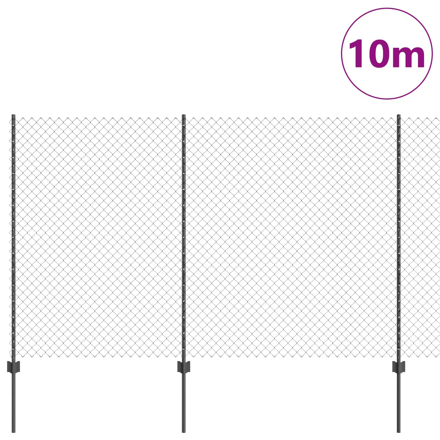Lánccelpes kerítés oszloppal 10 x 1,5 m PVC-bevonatos acél Háló