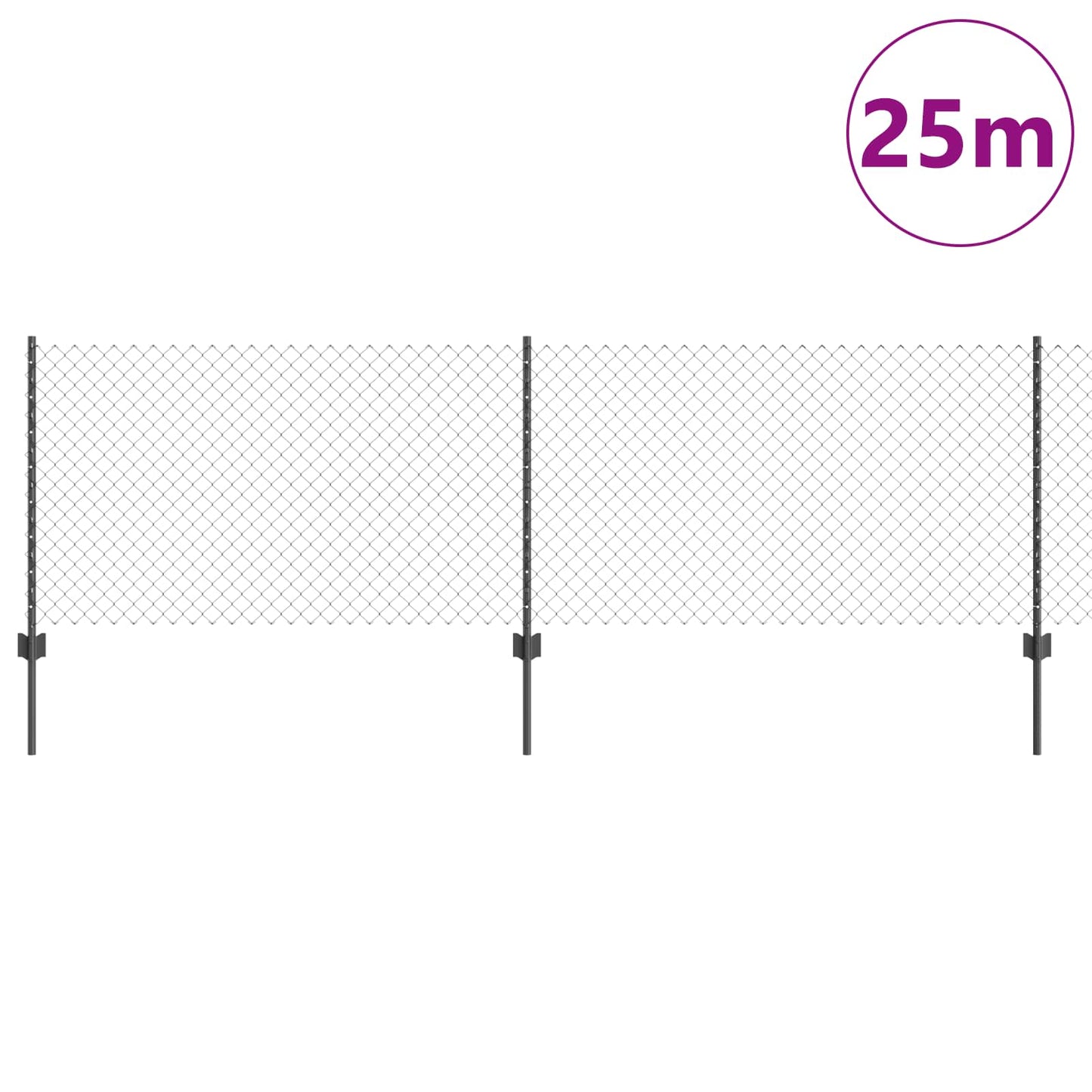 Lánccelpes kerítés oszloppal 25 x 0,8 m PVC-bevonatos acél Háló