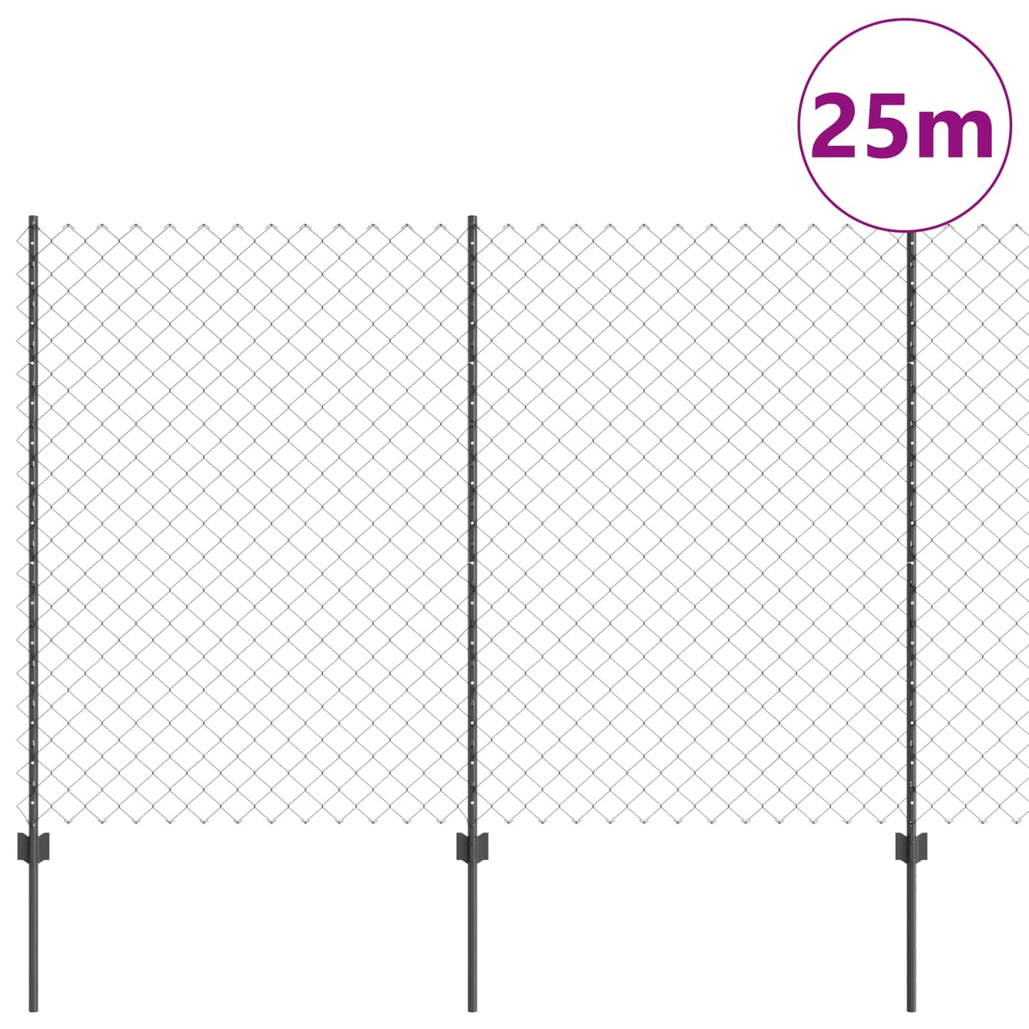 Lánccelpes kerítés oszloppal 25 x 1,5 m Horganyzott Acél Szürke