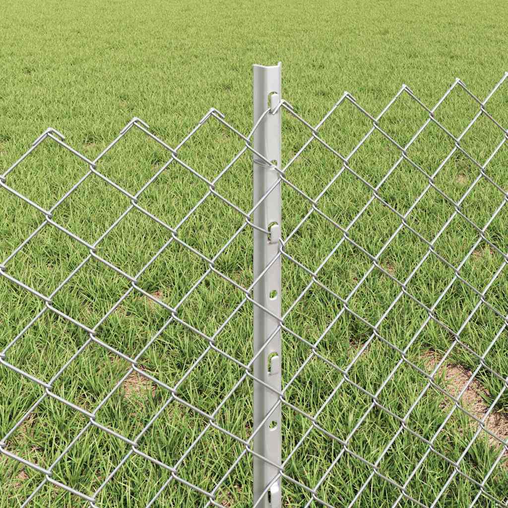 Lánccelpes kerítés oszloppal 10 x 0,4 m Horganyzott Acél Ezüst