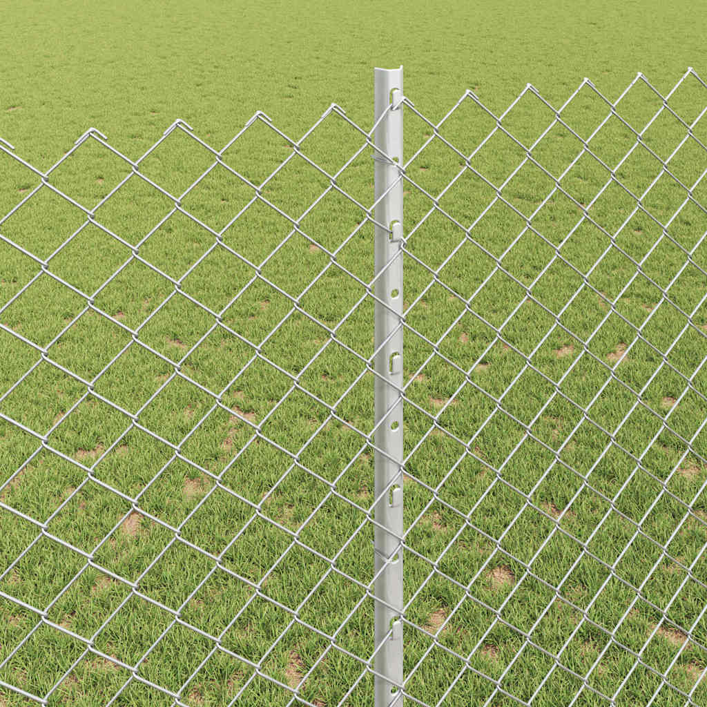 Lánccelpes kerítés oszloppal 10 x 1,4 m Horganyzott Acél Ezüst